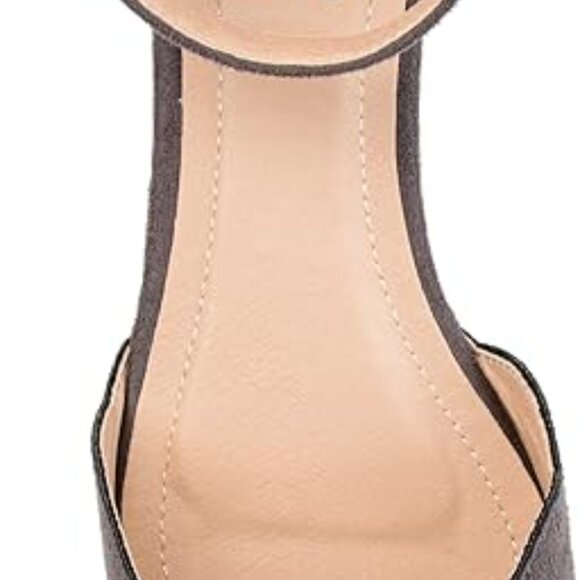 Brinley Co. Womens Scalloped Ankle Strap Flat Grey, 9 Regular US - Picture 3 of 3